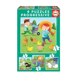 PUZZLE INF 6+9+12+16 PCS 3+ ANIMALES DE LA GRANJA #17145