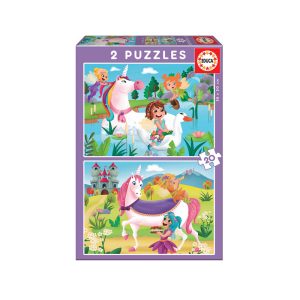 PUZZLE 2 x 20 PIEZAS UNICORNIOS Y HADAS #18064